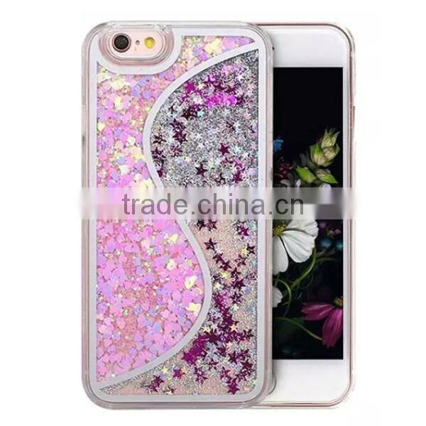 Bicolor Quicksand Glitter PC Material Phone Case For iPhone 6 6 Plus