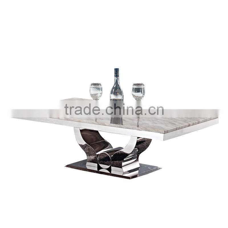 foshan cohen thick marble top tea center table with high gloss stainless steel frame
