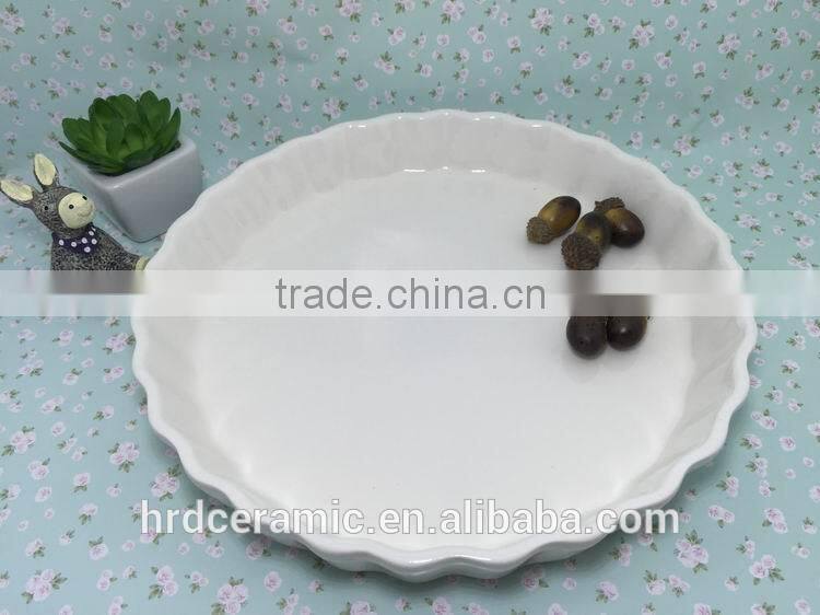 Stocked high quality round beautiful porcelain plate ceramic soup dish