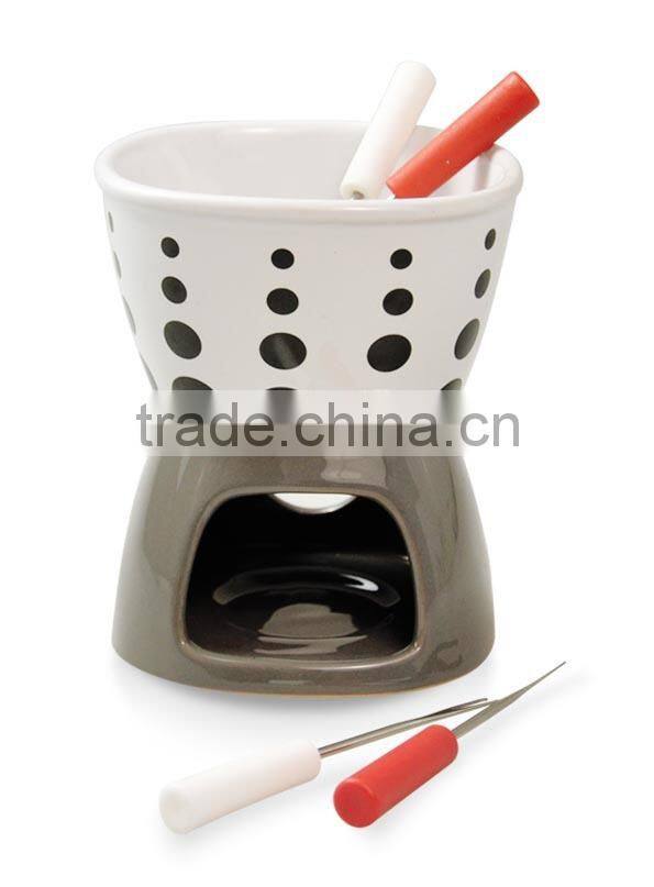ceramic fondue set with fork