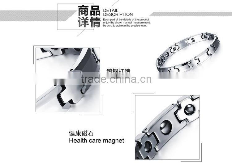 8.66" Men's Tungsten Steel Bio Health Care Magnetic Therapy Link Bracelet