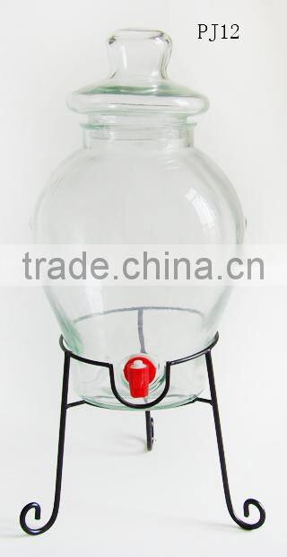 clear glass spirits alcohol dispenser with tap PJ12