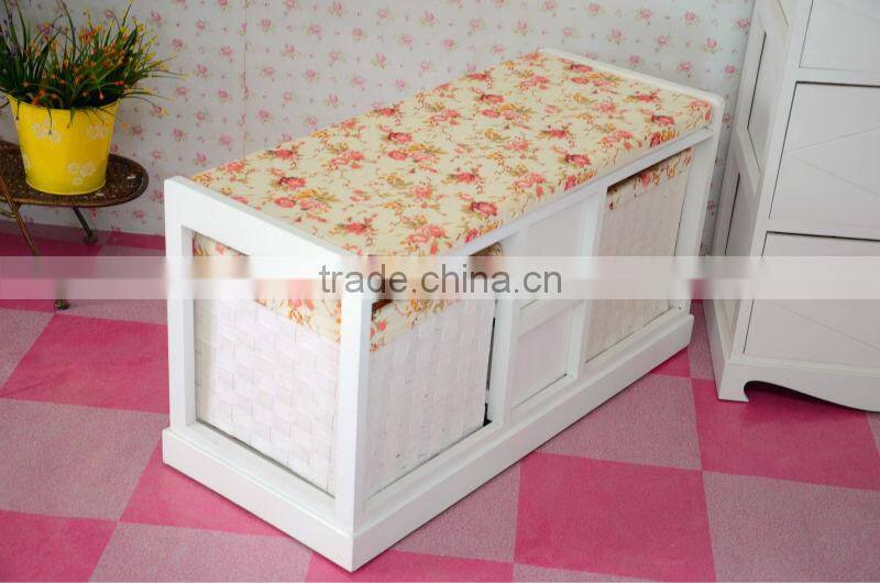 Wholesale wooden storage cabinet with basket drawers