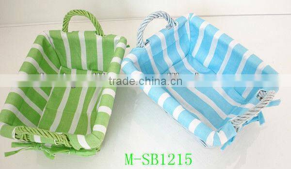 Oval wicker storage basket with coloful liner & Easter egg basket