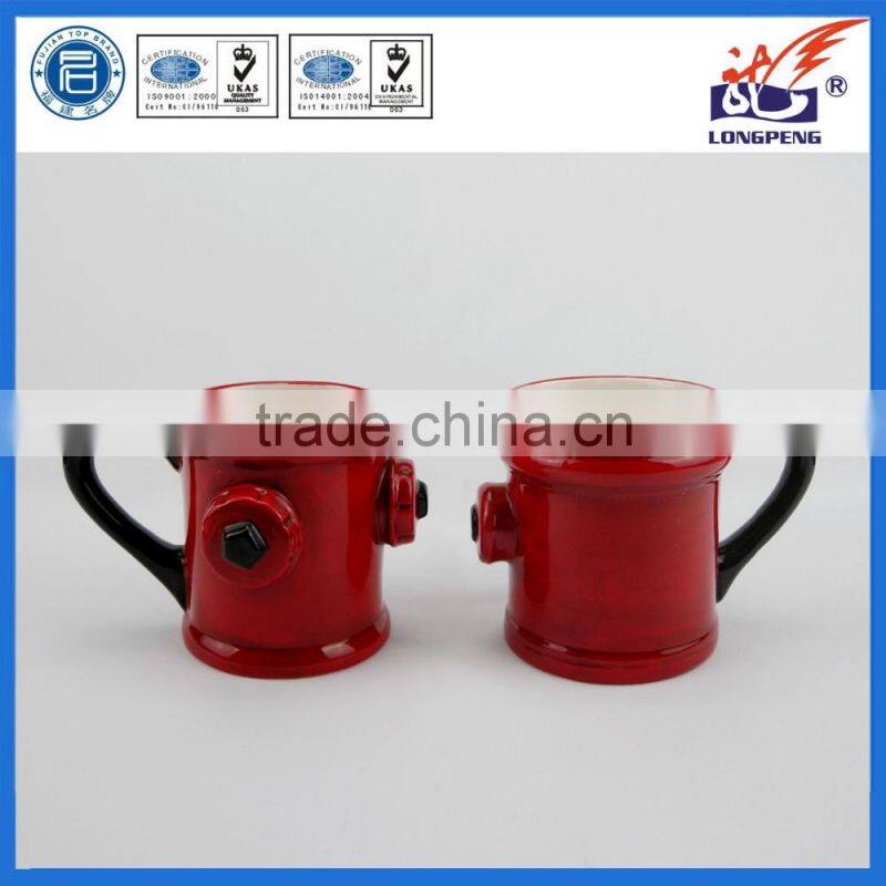 2017 Hand-painted Ceramic Red Fire Fighter Hydrant Coffee Cup Mug without Lid Ceramic
