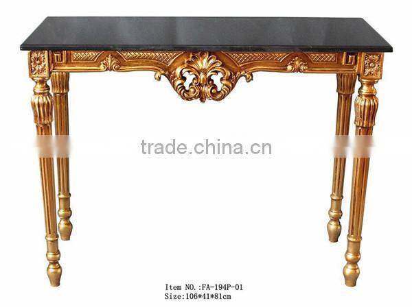 Square marble top handmade baroque corner console table