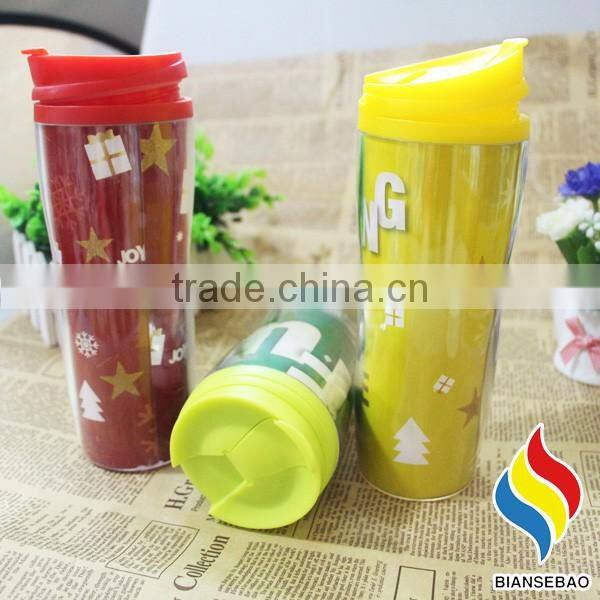 160z double-wall plastic travel mug with DIY paper insert