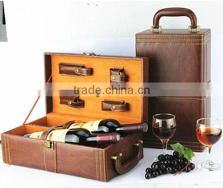 Wooden Leather Wine Box Wine Rack