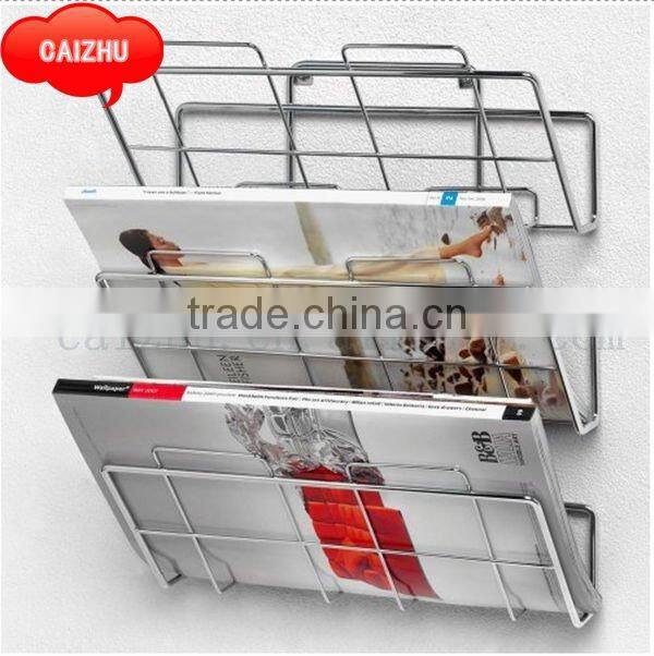Chrome Wire Wall Mounted Magazine Rack