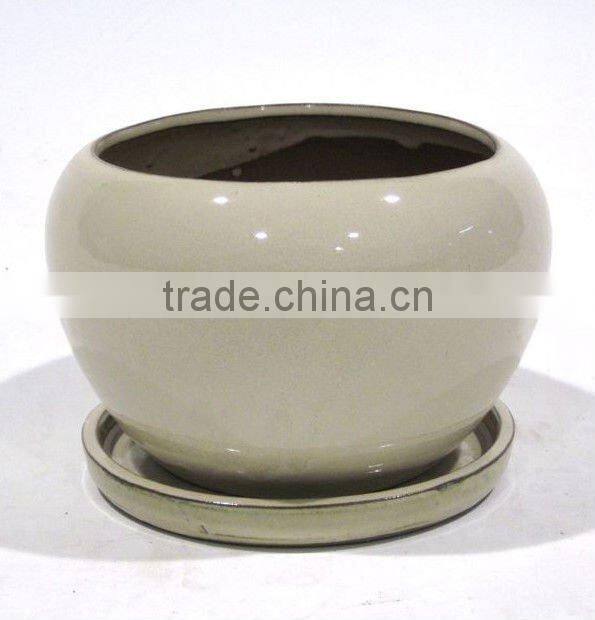 Indoor color galzed Ceramic Garden Pot with saucer