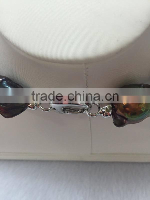 18-19 mm black baroque freshwater pearl necklace