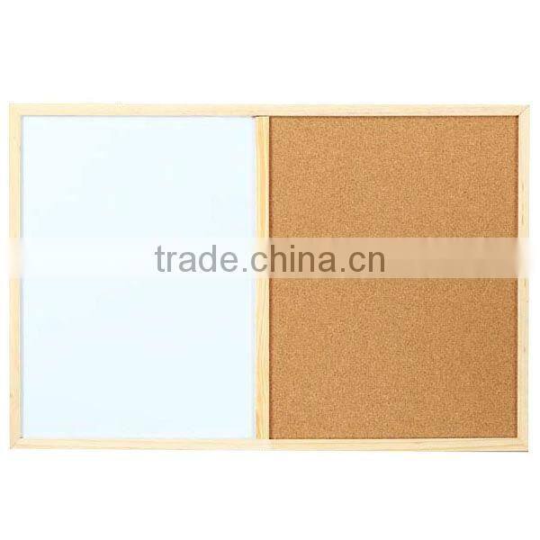 2 in 1 combination cork board and white board with wood frame