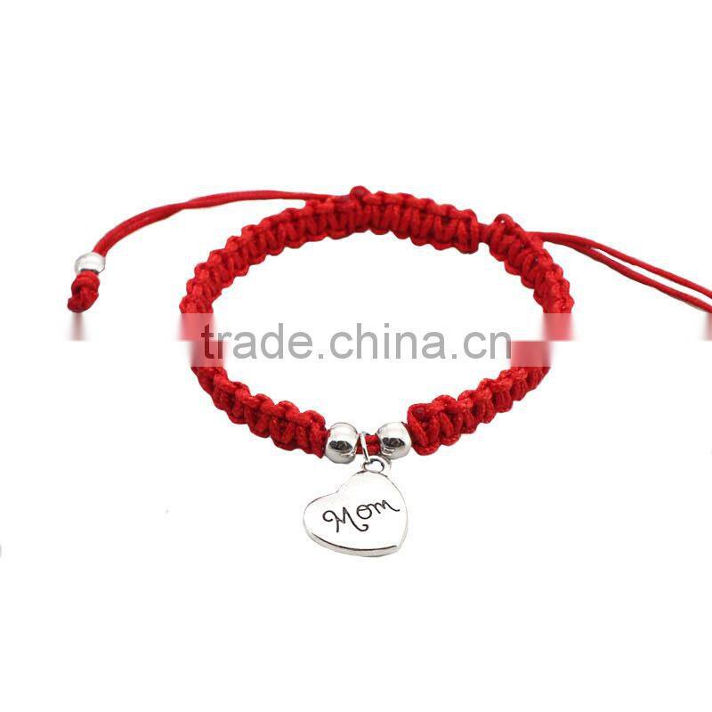 heart charm red cord handwoven bracelet red luck friendship bracelet best Mother's day bracelet gifts