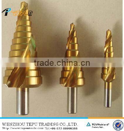 hss 4-30mm round shank step drill bit with spiral flute twist bits