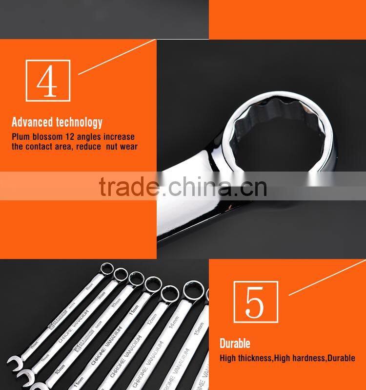 Functional OEM Service 10 Pcs Chrome Vanadium Handle Combination Spanner Set