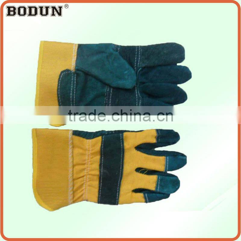A2015 NEW golden cowhide split leather patch palm glove