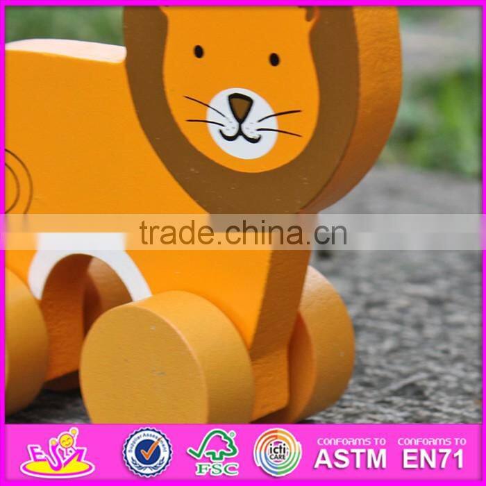 2017 New products kids lion car toy wooden toy plans W04A320