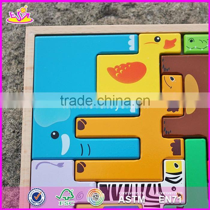 2017 New design animals shape children educational toy wooden best jigsaw puzzles W14A109