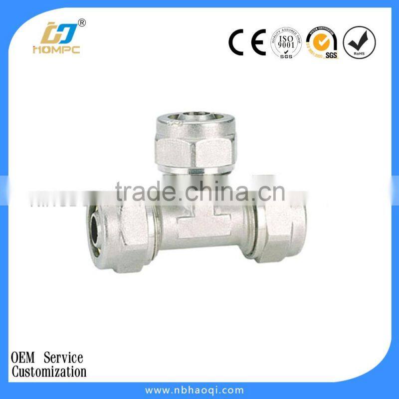 brass compression fitting , cross pipe fitting, pex-al-pex pipe