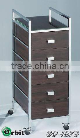 Home furniture rolling plastic storage trolley, mobile P.P drawer cart