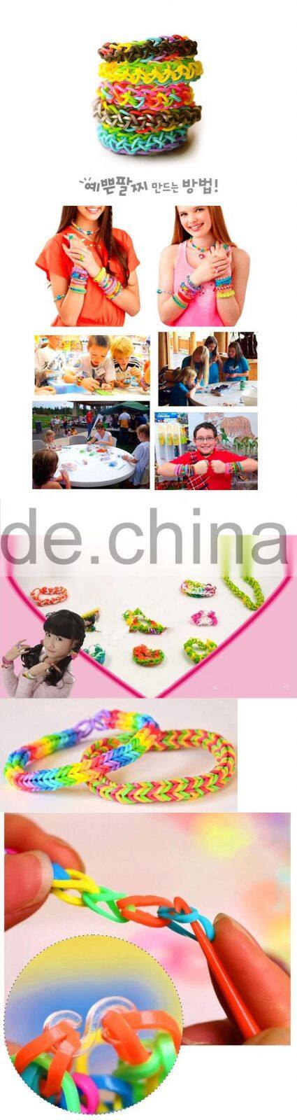 300pcs Rubber Bands/ Silicone Loom Rubber Band Loom Opp Bag Package 12-colors Candy Loom Refill Rubber Bands d2m