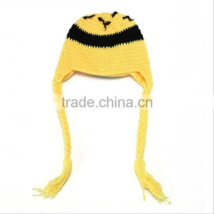 Hot sale baby hats yellow cartoon baby hats mini baby knitted hats
