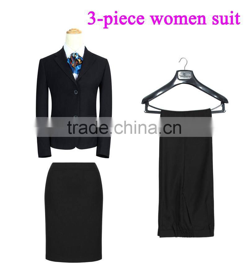 professional factory made 2 button designer notch lapel custom 3 piece women suit