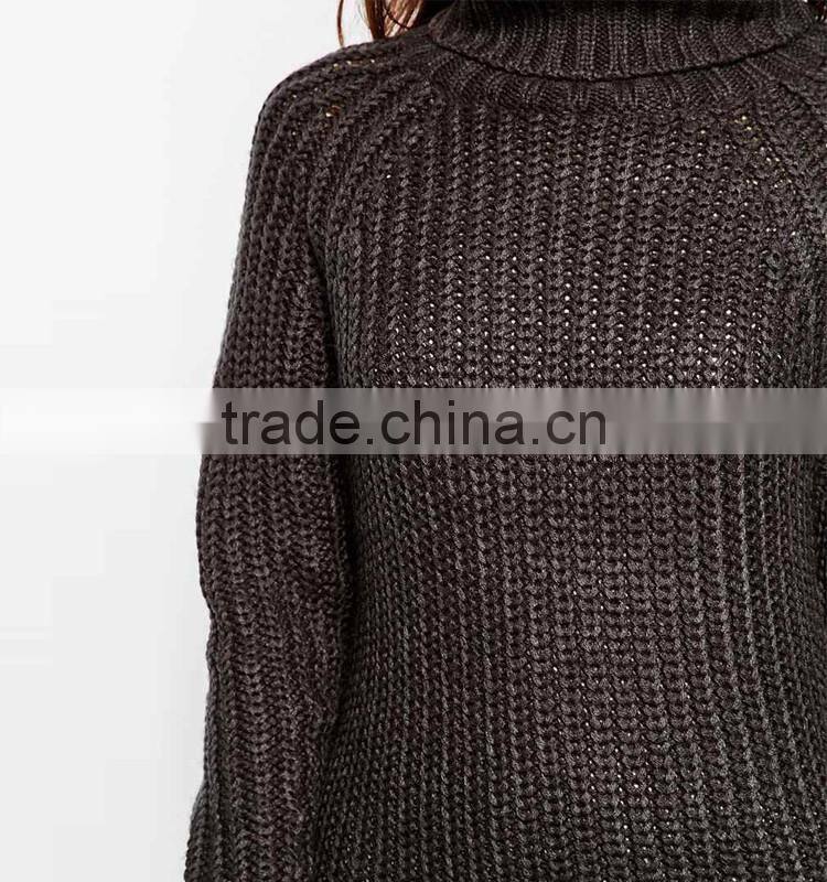Factory Price High Neck Jumper Dress Women Sweater Knitwear With Long Sleeves