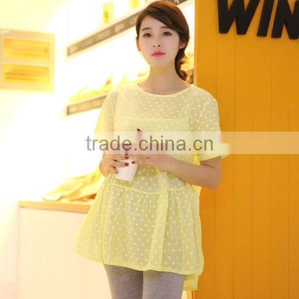 2014 Maternity summer green dress pregnant dress polka dot dress