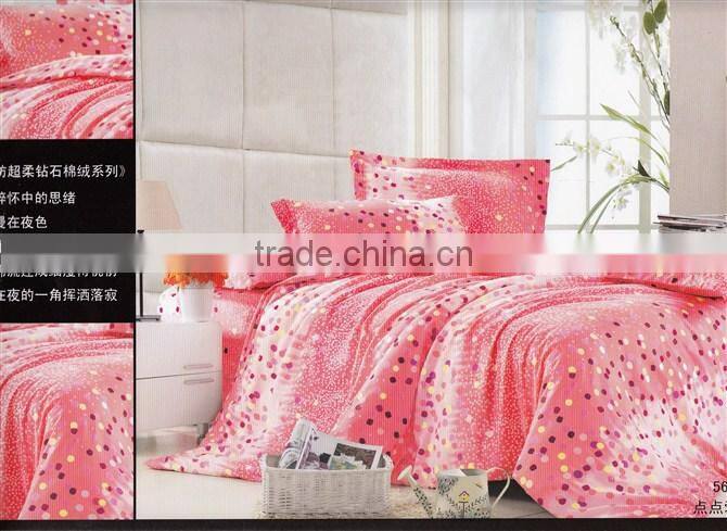 100%polyester digital printed kingsize diamond velvet wedding bedding set