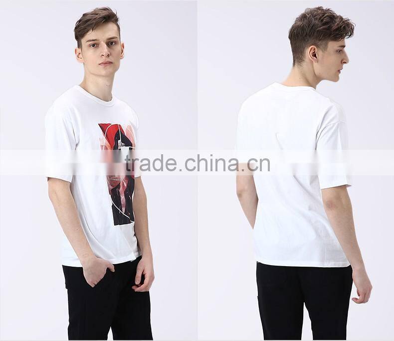 XX T323 Wholesale Custom Printed Cotton White O-neck T-shirt Mens