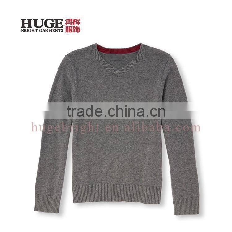 Long Sleeve Solid 100% Cotton Boys V-Neck Sweater
