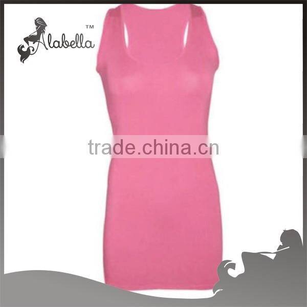 New womens plus scoop neck racer back sleeveless long jersey vest top size 16-20