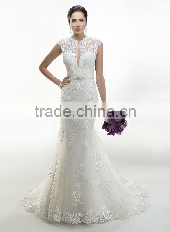 open back long sleeve backless mermaid long tail wedding dress