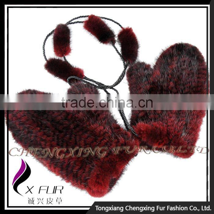 CX-A-35E Fashion Women Winter Lovely Dress Girl Gloves Knitted Mink Fur Glove