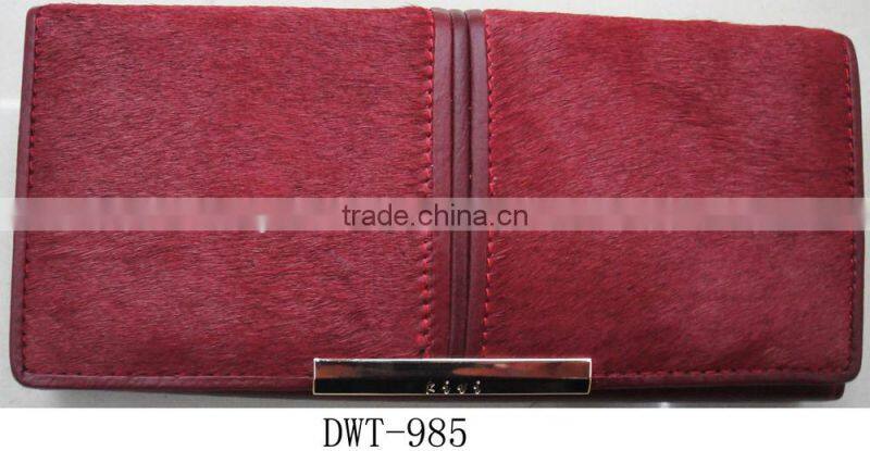 Fashion new stylish horse hair cowhide Genuine leather wallet
