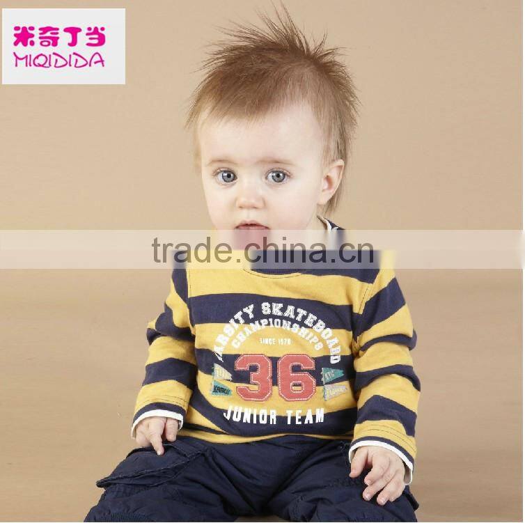 2014 spring kids baby boy rugby sports stripe t-shirt "Junior team" printing