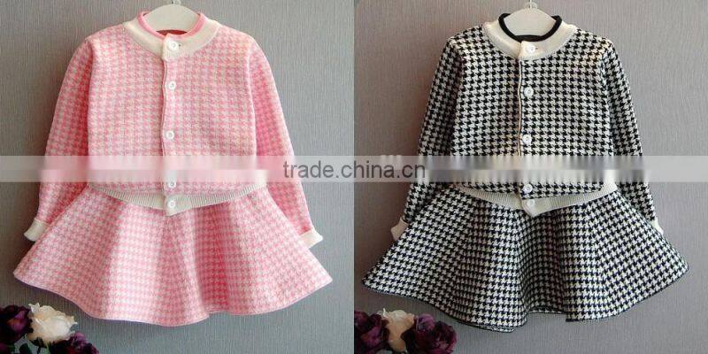 Latest sweater with skirt design 100% cotton suit for kids