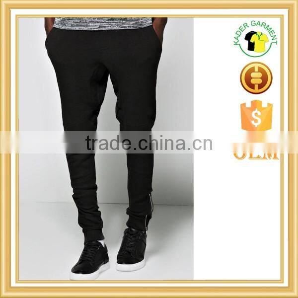 black sweat pants mens gym joggers slim fit pants with zipper