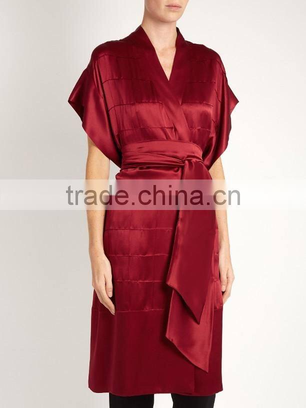 Customize ladies luxury silk robe, short sleeve dressing gown, wrapped robe, wedding robe, special bridemaids robe
