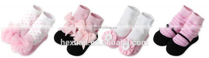 18 designs are in stocked, socks ; 3D carton socks for lovely baby , Newborn Baby Kids Girl Anti-slip Lace Floral Socks