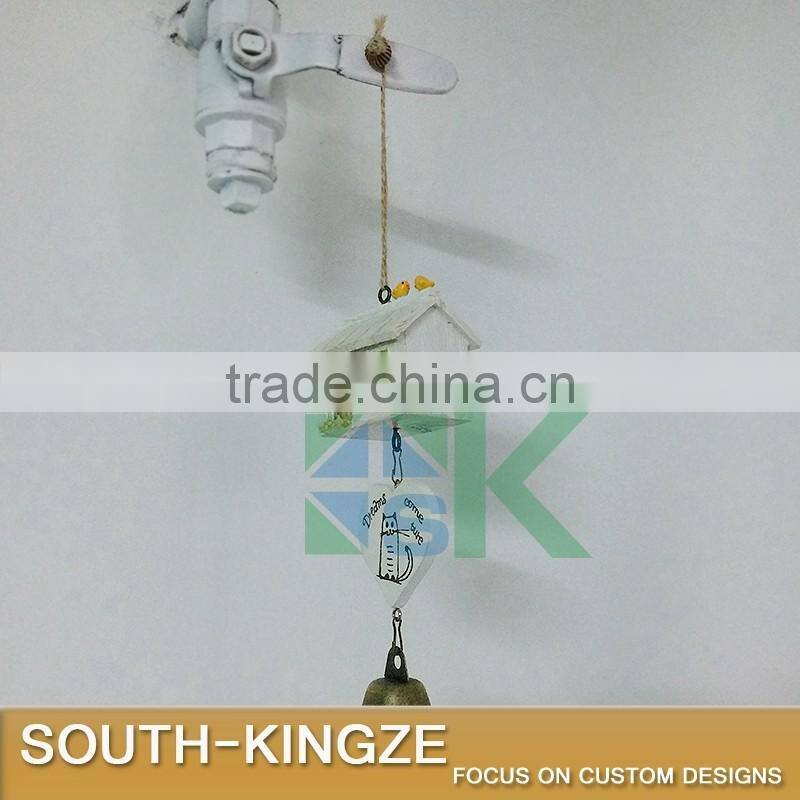 White Wood House Cat Plate Brass Stainless Ringing Bell