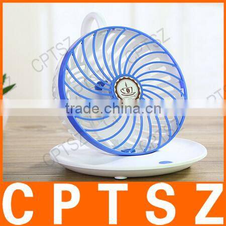 New Arrival Creative Mini USB Coffee Cup Fan Rotatable Hanging Portable Fan Strong Little Fan Drop