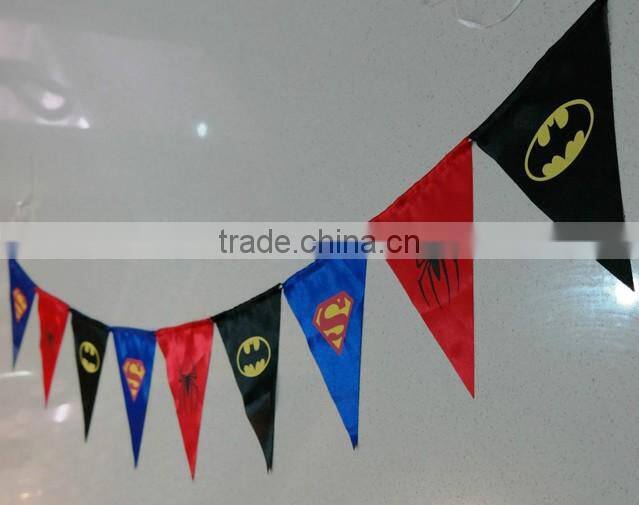 Superhero Birthday Party Bunting 135cm Decoration Spiderman Batman Superman
