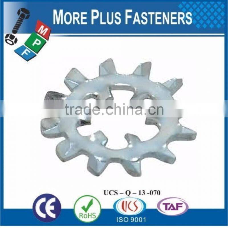 Made in Taiwan External and Internal Tooth Lock Washer Stainless Steel or Carbon Steel Bright Zinc Plated