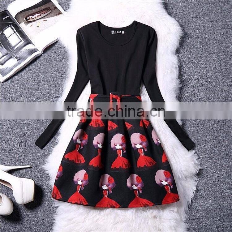 big girl long sleeve check dress/yisx young girl flower printed princess dress/new design girl holiday fashion dress