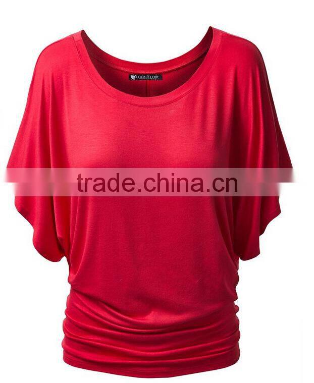 women shirt summer short batwing sleeve solid female tops S6310012