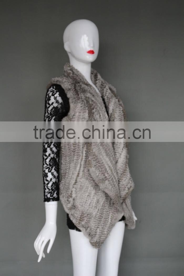 Fashion Ladies Knit Fur Vest/ Spring Outwear Coat With Fine Workmanship