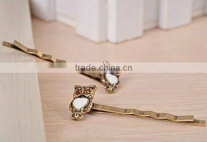 Korean Fashion Retro Metal Owl Shape Hair Pins Jewelry