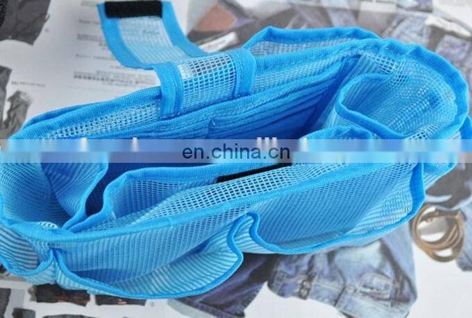 Candy color mesh organizer busket cosmetic storage bag